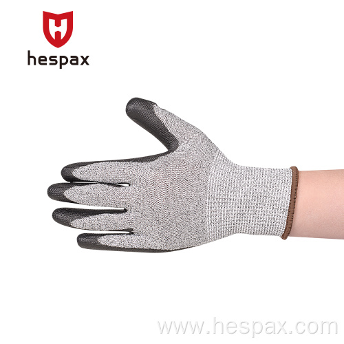 Hespax PU Gloves Cut Resistant Heavy Duty Work